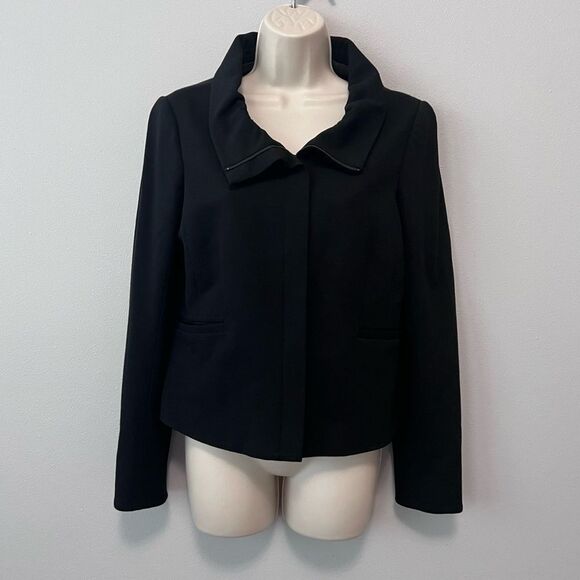 Theory Black Mariony Collar Zip Up Jacket Blazer Size 8 - Picture 2 of 10
